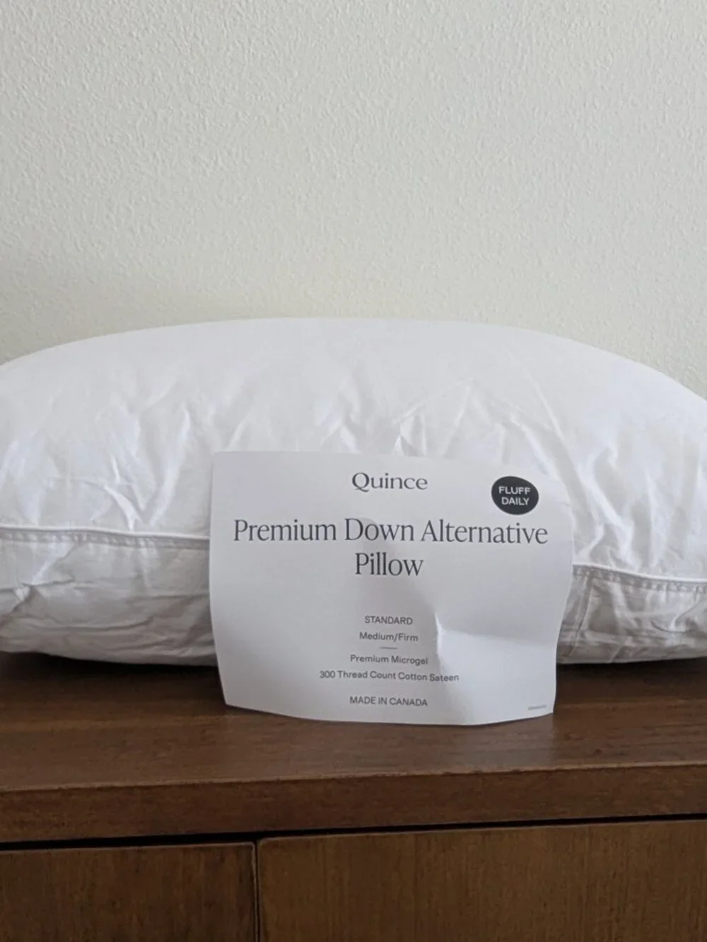 Quince Premium Down Alternative Standard Medium Firm Pillow